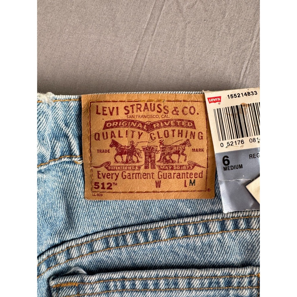 VTG 90s Levi's 512 Jeans womens 6 (27x30.5) Black BatWing Slim Straight USA New - Picture 4 of 15